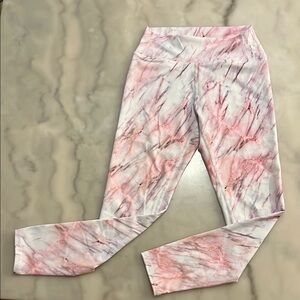 Pink and White Tie-Dye Leggings with Tapered Fit